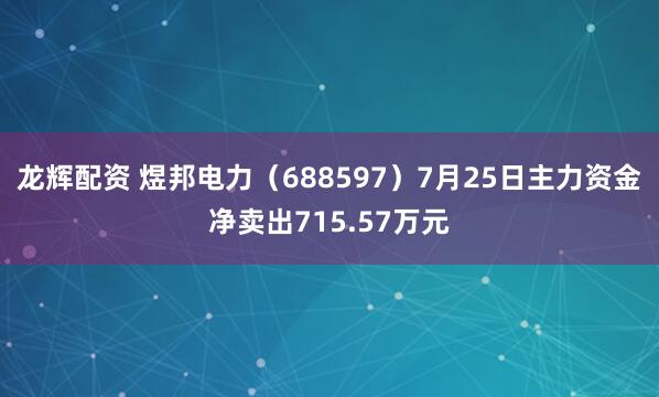 龙辉配资 煜邦电力（688597）7月25日主力资金净卖出715.57万元